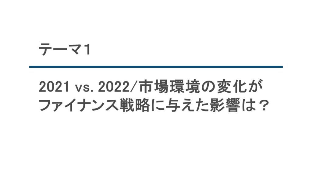 テーマ1　2021 vs. 2022/市場環境の変化が ファイナンス戦略に与えた影響は?