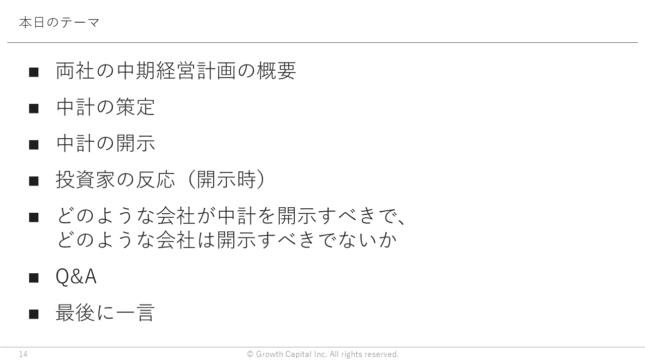 本日のテーマ